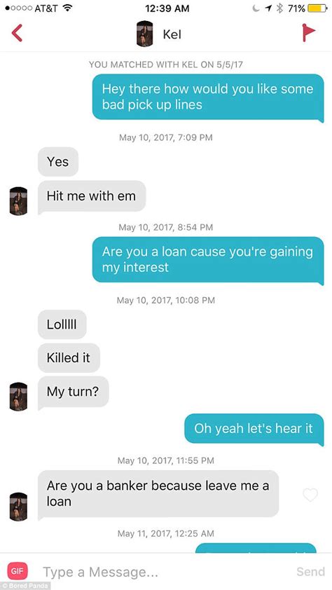 Best smart pick up lines to use on guys. People share the best openers they have received on Tinder ...