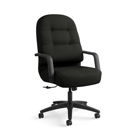 Hon scatter armless stacking guest chair in black softhread leather. Pillow-Soft | HON Office Furniture