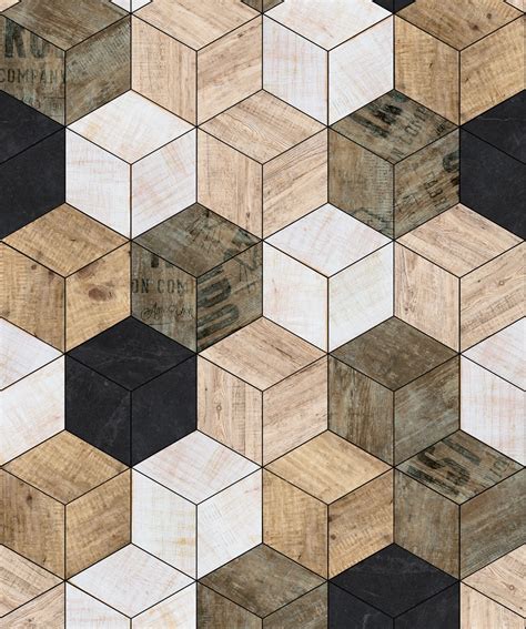 Geometric Timber Cube Wallpaper • Masculine Design • Milton & King