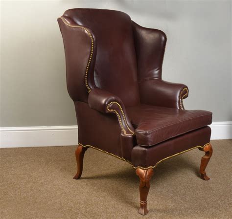 Antique arts & crafts mission oak wingback craftsman recliner morris chair. Leather Upholstered Wingback Armchair - Antiques Atlas