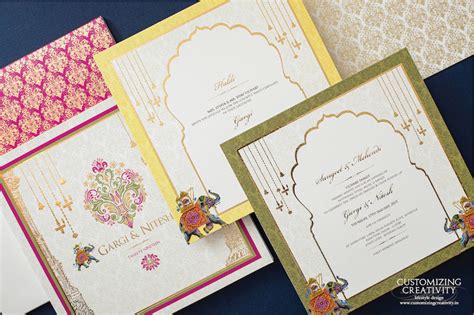 Green and cream plants border rustic floral wedding invitation. Introducing Indian Wedding Invitation Designers ...