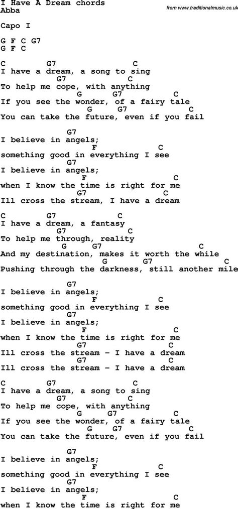 C g7 c i have a dream, a song to sing. Songtexte mit Gitarrenakkorden für I Have A Dream, #dream ...