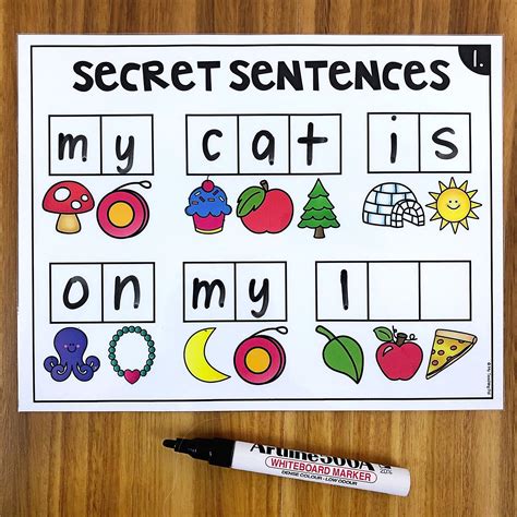 Secret sentences literacy center for kindergarten students ...