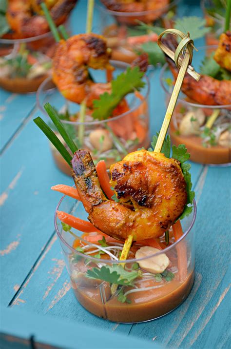 Substitute shrimp for chicken or scall. Shrimp Satay Skewer Shooters with Thai Spicy Peanut Sauce ...