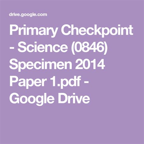 Check spelling or type a new query. Primary Checkpoint - Science (0846) Specimen 2014 Paper 1 ...