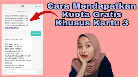 Prosedur cara mendapatkan kuota gratis 3 di aplikasi bima+ yang pertama adalah mengunduh dan memasangnya di ponsel. CARA MENDAPATKAN KUOTA TRI GRATIS!! - YouTube