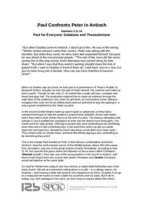 First, paul's rebuke of peter further strengthens his claim to have a pure gospel. Paul Confronts Peter in Antioch part of Paul for Everyone ...