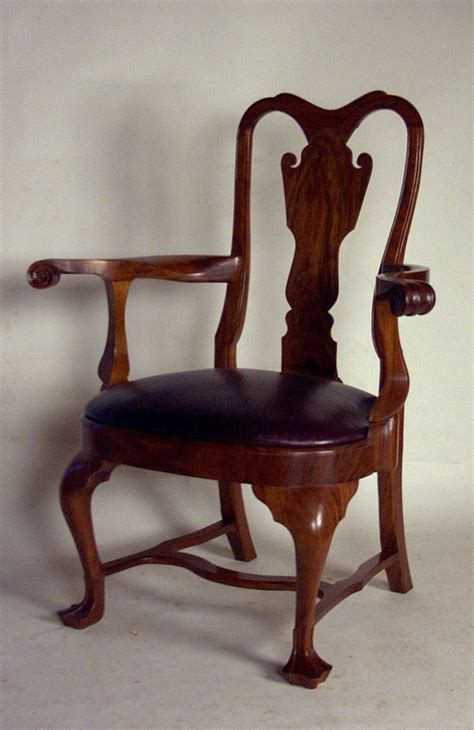 Best antique queen anne armchair limoges lovers tapestry carved wood. Hand Made Custom Walnut Queen Anne Arm Chair With Leather ...