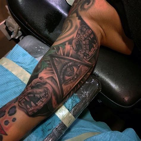 82 maori tattoos neue polynesische motive. Antic style black ink biceps tattoo of dragon statues with ...