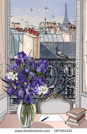 3.57mb, open window in hotel bedroom, france, paris picture with tags: Vector illustration - open window on the roofs of Paris ...