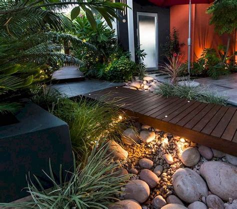 With this garden design, sand is contained in a small area surrounded by rocks and designs are raked into the sand. 30 Easy & Modern Rock Garden Design Ideas Front Yard - Page 2 of 32