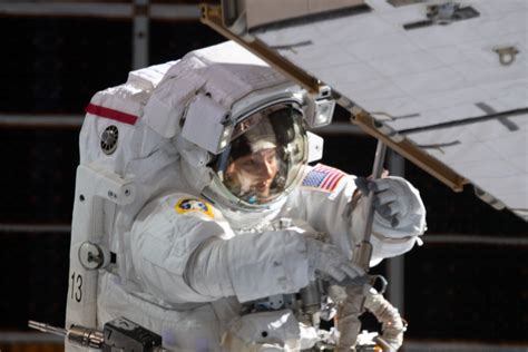 Et friday and repaired a broken. NASA astronaut Jessica Meir is pictured during a spacewalk ...