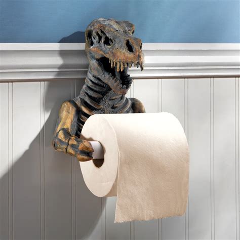 This toilet paper holder will add a elegant touch to any bathroom. Design Toscano T. Rex Dinosaur Skeleton Bathroom Wall ...