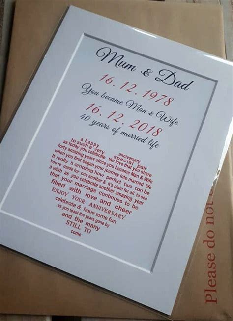 When you are hosting a special 40th anniversary party for your parents, you must make arrangements for a few party favors as a bouquet of ruby red flowers is the classic 40th wedding anniversary gift. Personalised Ruby Anniversary Gift, Unframed Parents 40th ...