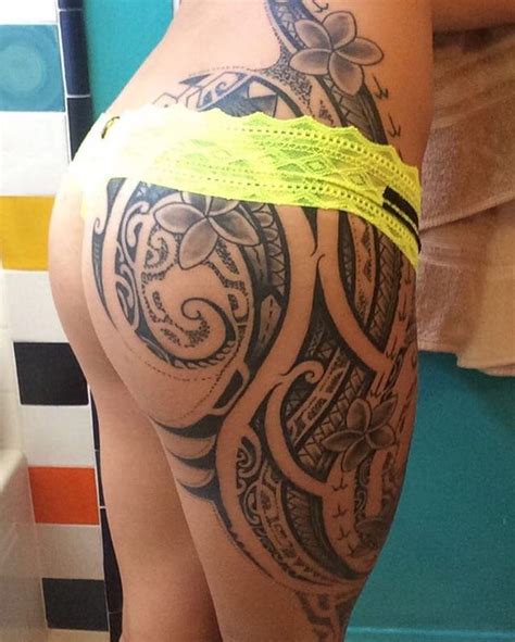 A floral wave tattoo with intricate tribal patterns makes a beautiful feminine design on the side of the body, especially in black or maroon. Tribal Thigh Tattoos Designs, Ideas and Meaning | Tattoos ...