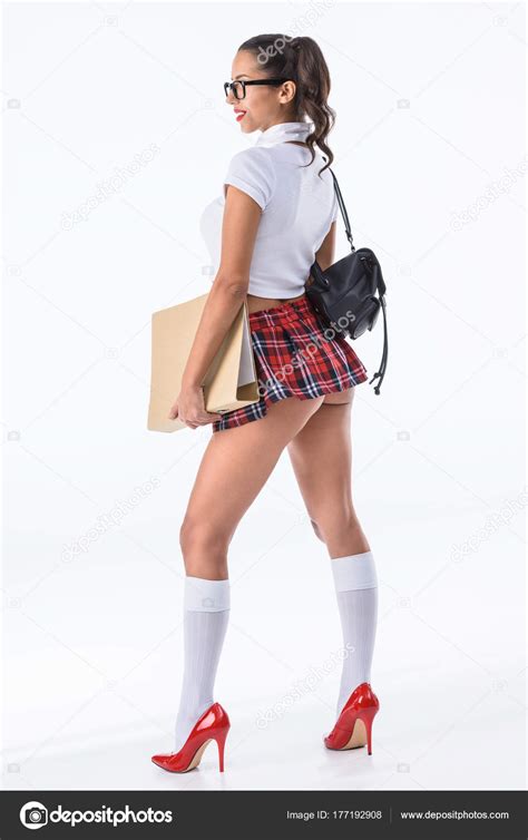 Info favorite share fullscreen detach comments (0). Young Sexy Schoolgirl Backpack Folder Isolated White ...