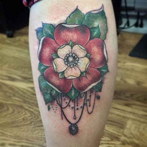 Pink color rose tattoo is also a beautiful tattoo ideas for men and women. Tattooed a Tudor rose today! #tattoo #art #tattoos # ...