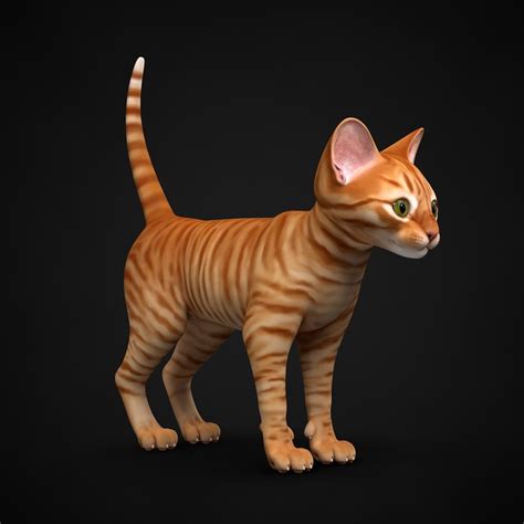 Blaze the cat belongs to sega. 3d model of kitten red black