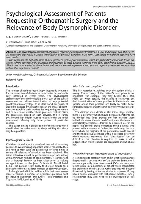 Using the practice of experiment related distortion effects. (PDF) Psychological assessment of patients requesting orthognathic surgery and the relevance of ...