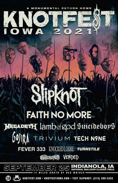 Both bills will also feature bring me the horizon, mr. Slipknot unveils an epic homecoming with Knotfest Iowa ...