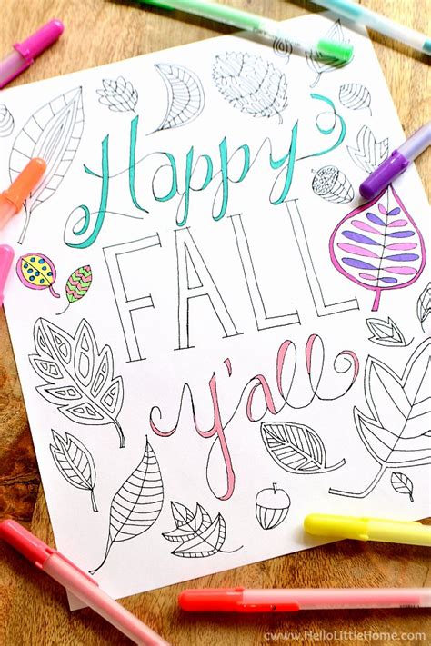 Scroll down below to to download any one of these free printable inspirational coloring pages in pdf form. Free Fall Coloring Page ... Happy Fall Y'all! | Hello ...