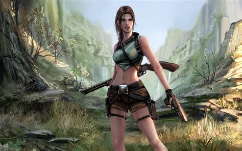 Tomb Raider Lara Croft Girl Gun Shotgun Game wallpaper | 1920x1200 | #9709