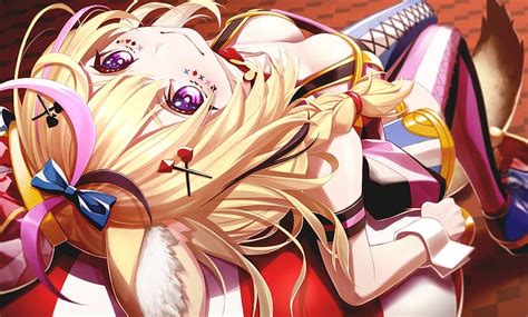 Hololive, purple eyes, blonde, hd wallpaper. HD wallpaper: Hololive, purple eyes, blonde | Wallpaper Flare