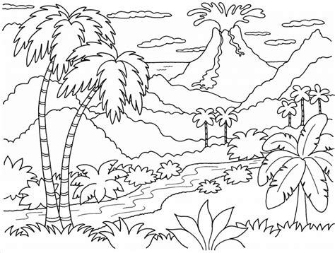 Great coloring poster for greeting or decoration. Mountain Scenery Coloring Pages at GetColorings.com | Free ...