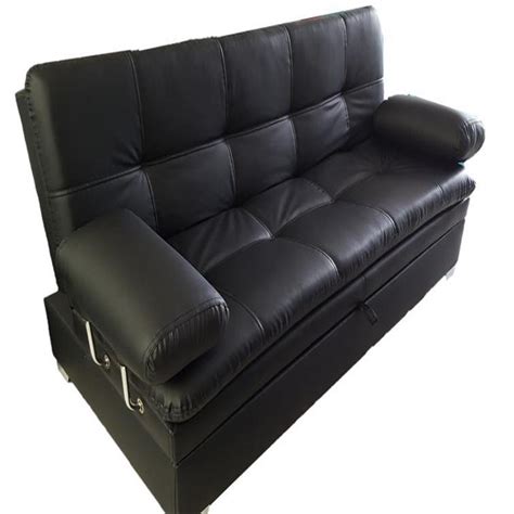Doble baúl incorporado, se convierte en cama doble. Sofa Cama Muebles Alkar Baul Cuero Sintetico Negro | Éxito - exito.com