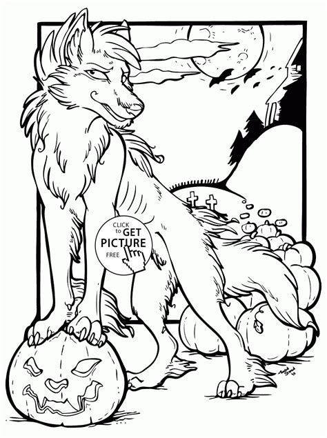 Touch device users, explore by touch or with swipe gestures. Werewolf coloring pages for kids, halloween printables ...