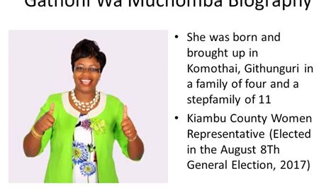 Gathoni is the current women representative for kiambu county. Gathoni Wa Muchomba Biography - YouTube