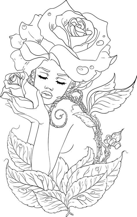 Free printable coloring pages spring coloring pages. lineartsy adult coloring page spring | Printables | Fairy ...