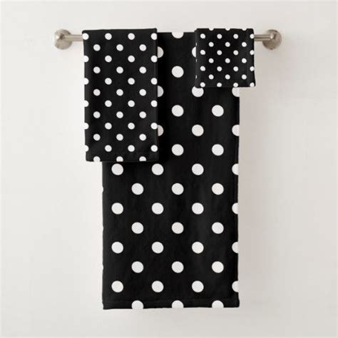 Free shipping $150+ for anthroperks members! Black Polka Dot Bath Towel Set | Zazzle.com | Bath towel ...