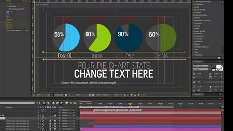 Free after effects templates for any project. Infographics After Effects Template- Four Pie Charts ...