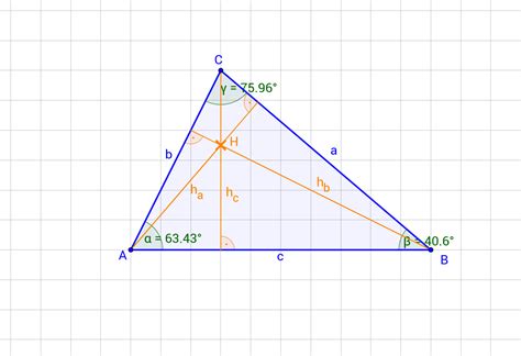 Und vom punkte b sei auf die verlängerung von ca das lot bd gefällt. Höhenschnittpunkt im Dreieck - GeoGebra