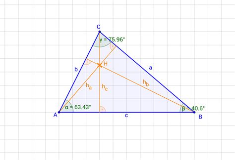 X = ma1, y = mb1, z fallunterscheidung stumpfwinklig war nicht nötig, da m als im dreieck liegend vorgegeben war. Höhenschnittpunkt im Dreieck - GeoGebra