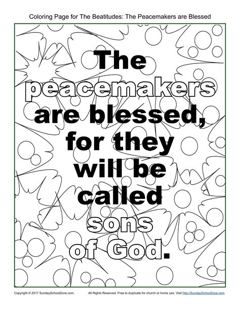 Beatitudes activities for kids crafts. "Peacemakers" Beatitudes Coloring Page on Sunday School Zone