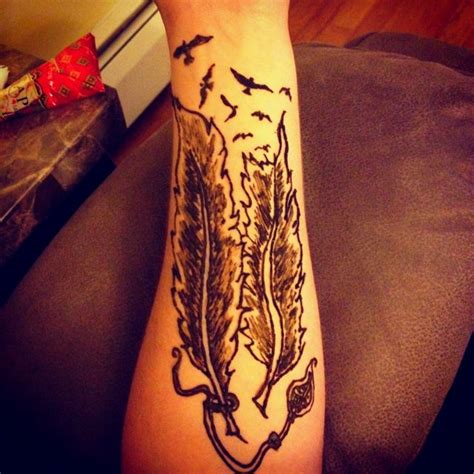 Geometry art temporary tattoo sticker women blue watercolor geometric flower. Henna Feathers | Henna feather, Henna, Tattoos