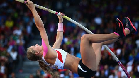 Canadian pole vaulter alysha newman after beating her previous world record, clearing 4.82m and winning the diamond. Austria's top female pole vaulter Kira Gruenberg (Specific ...