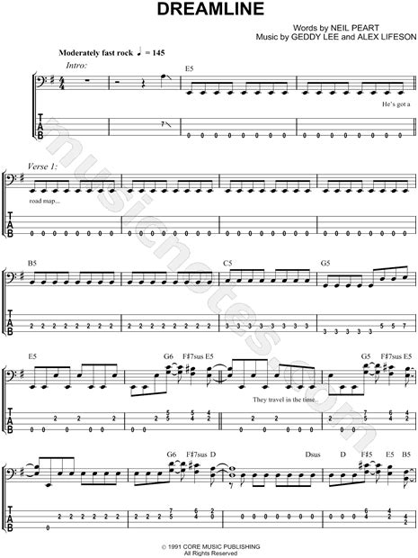Piano sheet is arranged for piano and available in easy and advanced versions. Rush "Dreamline" Sheet Music in E Minor - Download & Print - SKU: MN0063290