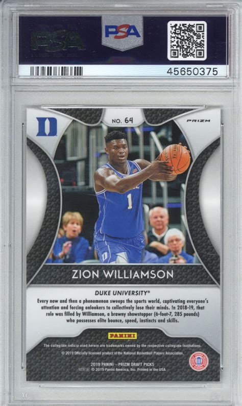 Mar 11, 2021 · the cost of having your card graded depends on the declared value of your card. Lot Detail - Zion Williamson 2019 Panini Prizm DP Pink ...