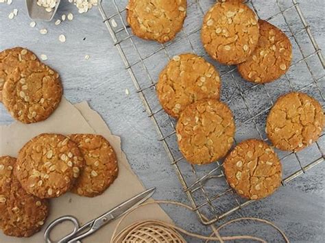 The anzac biscuit is a sweet biscuit, popular in australia and new zealand, made using rolled oats, flour, sugar, butter (or margarine), golden syrup, baking soda, boiling water, and (optionally) desiccated coconut. Quick and Easy Anzac Biscuits Recipe | Australia's Best Recipes