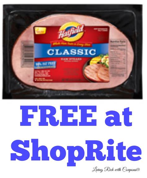 But free hams at easter?a shoprite store here that is part of the wakefern food corp., elizabeth, n.j., offered customers a free ham this season for a minimum purchase. Reset! $2/1 Hatfield Ham Coupon - FREE Ham Steak at ShopRite! | Living Rich With Coupons®