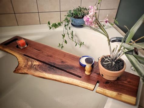 Some bath caddies are crafted out of different materials, while others are made out of vinyl or plastic. Live Edge Walnut Bath Caddy (With images) | Bath caddy ...