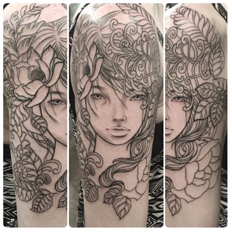 Done by zoey taylor at prix. Initial outline of my 'Where I Rest' Audrey Kawasaki piece ...