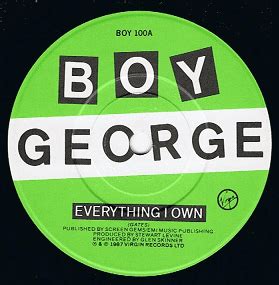 Зарубежный поп музыка для танцев soul. BOY GEORGE Everything I Own 7" Single Vinyl Record 45rpm ...