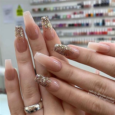 Coffin nails are not that scary after all! TheGlitterNail 🎀 Get inspired! on Instagram: " French Ombre with Rose Gold Glitter on long ...