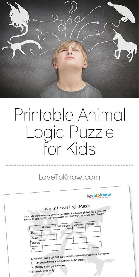 Learn vocabulary, terms and more with flashcards, games and other study tools. Animal Logic Puzzle | Logic puzzles, Logic problems, Logic ...