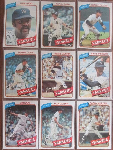 The 1980 topps baseball card set consists of 726 standard size cards. 1980 Topps Yankees Set | Sports cards, Baseball cards, Cards