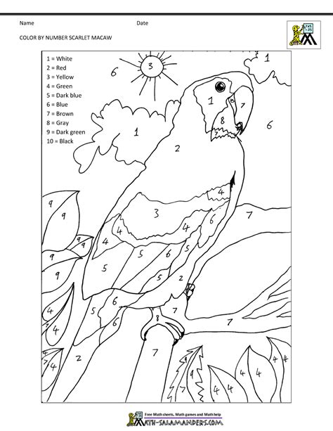 Missing number math coloring sheet. Color By Number Pages